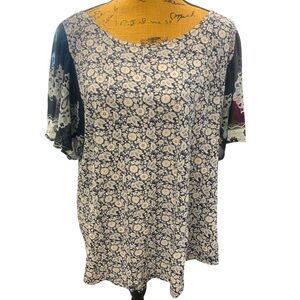 Women’s Lucky Brand multicolored floral/paisley print short sleeve Blouse sz-2X